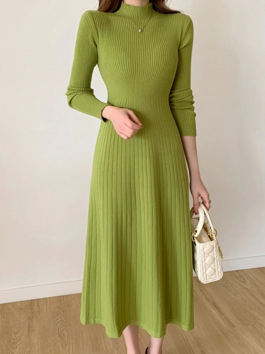 Strick Maxi-Kleid Mit Langen Ärmeln Damen