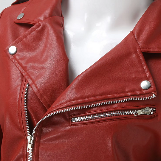 Heidi-Mode | Lederjacke Damen Biker Modell mit Gürtel und Reißverschlussdetails