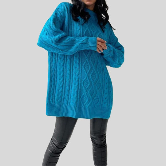 Heidi-Mode | Strickkleid mit Zopf Muster und Lockeren Schnitt