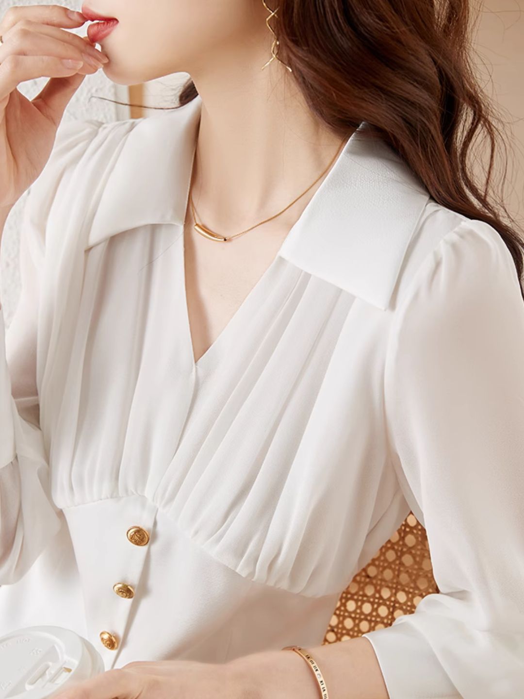 Heidi-Mode | Chiffon Falten Taille Shirt Schwarz