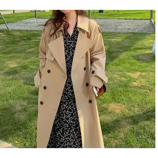 Heidi-Mode | Langer Trenchcoat mit Gürtel für Frauen Eleganter Trenchcoat Damen