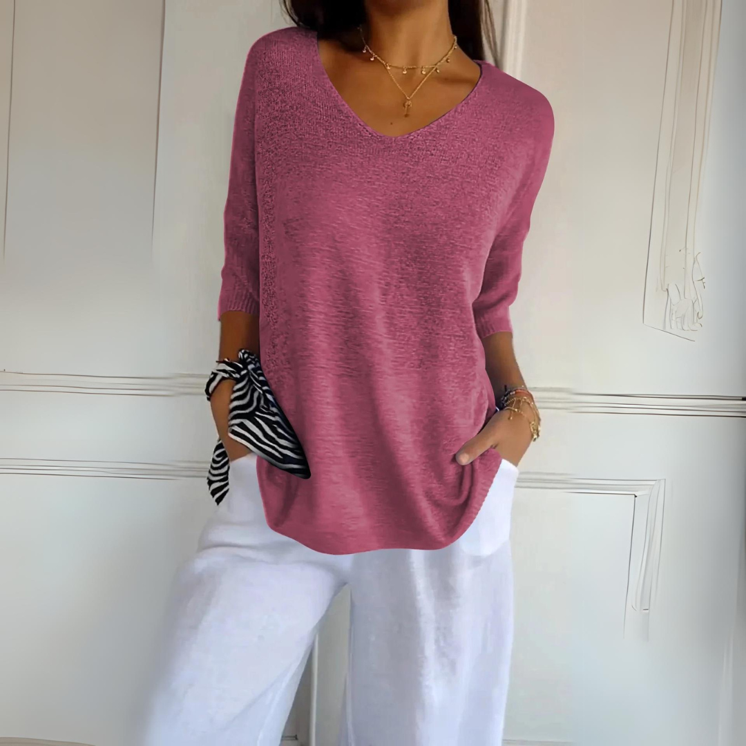 Heidi-Mode | Lässiger Damen V-Ausschnitt Pullover