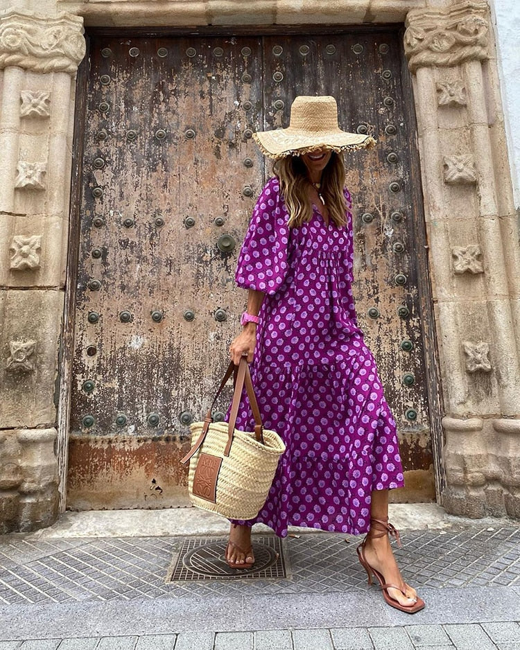 Heidi-Mode - Boho Kleid mit Puffärmeln