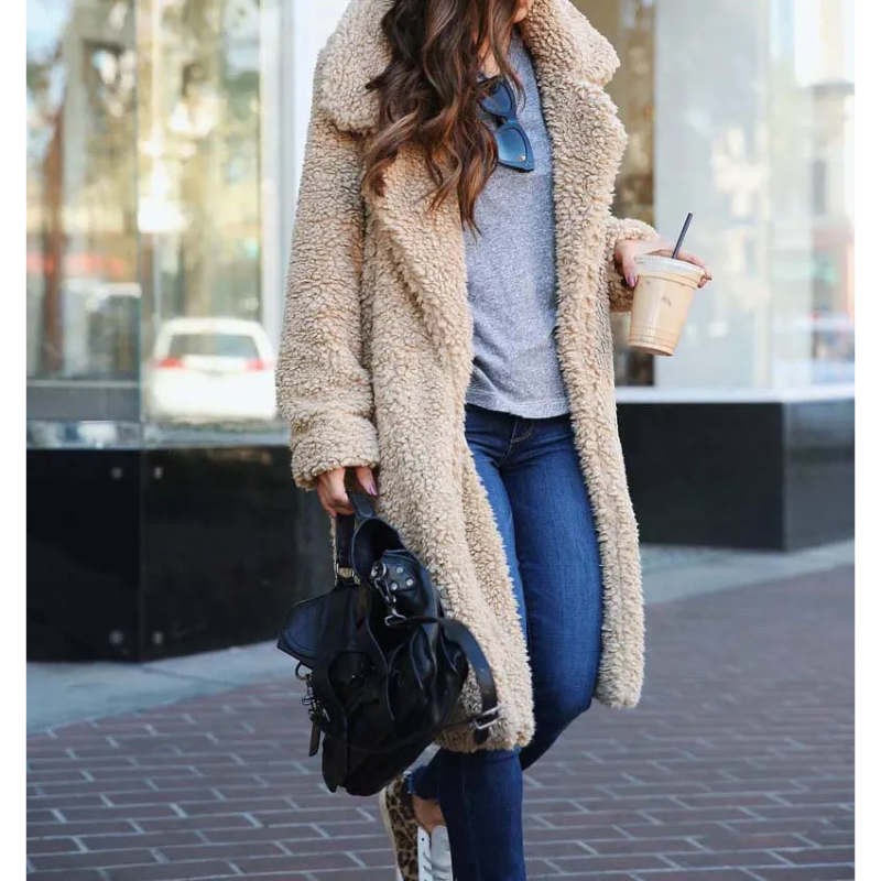 Heidi-Mode | Mantel - Fuzzy Textur mit Reverskragen