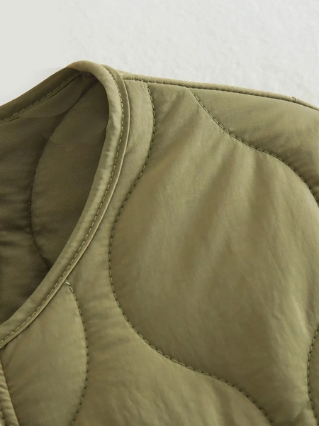 Heidi-Mode | Elegante Langarm-Steppjacke mit Ein-Knopf-Verschluss Ideal für Herbst/Winter