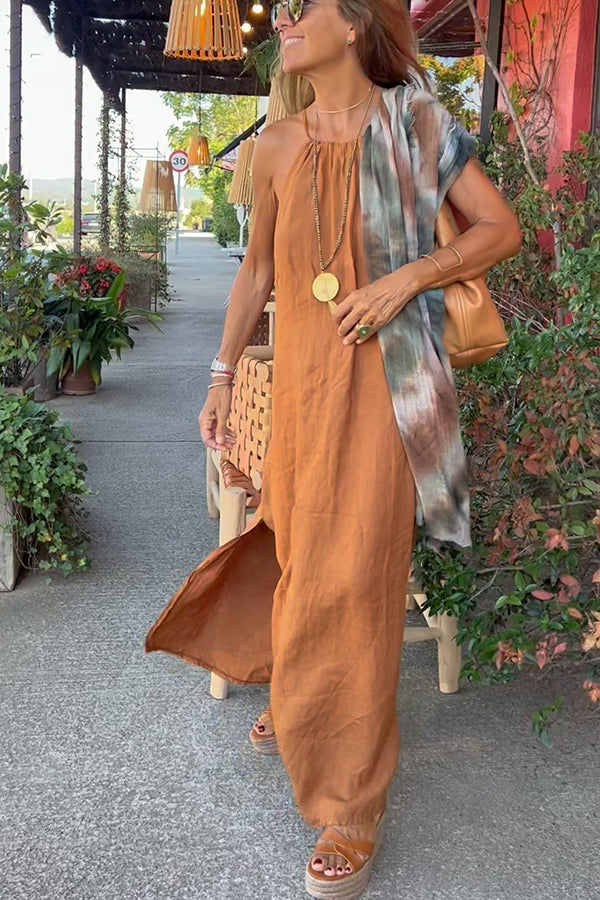 Neckholder-Maxikleid aus Leinenmischung von Down By The Cove