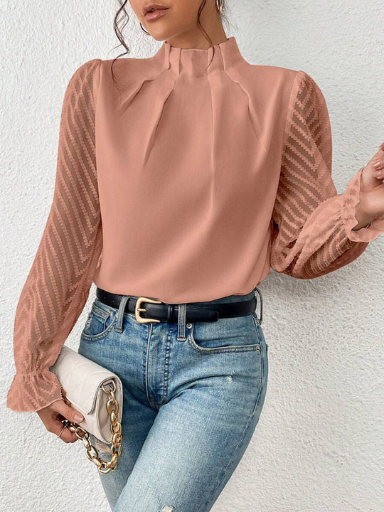 Heidi-Mode | Mock Neck Rüschensaum Bluse