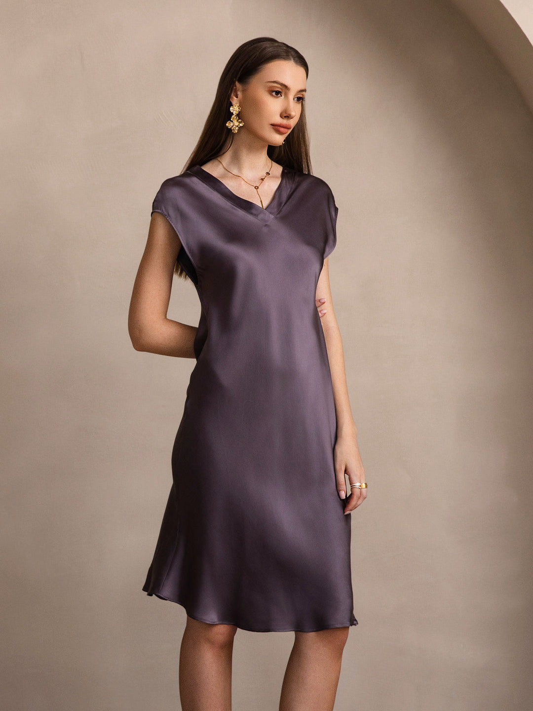 Heidi-Mode | Elegante Nachthemd Reine Seide mit V-Ausschnitt