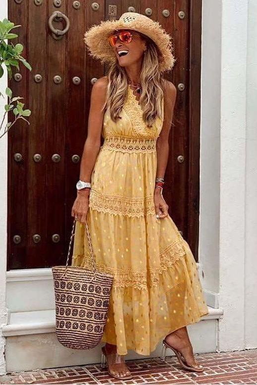 Heidi-Mode | Chiffon Spliced Midi Sommerkleid