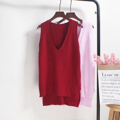 Damen Ärmelloses Stricktop mit V-Ausschnitt und Feinstrickstruktur Heidi-Mode