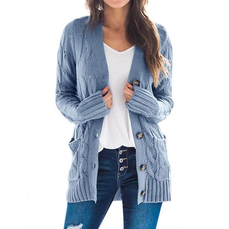 Damen Strickjacke mit dekorativen Zopfmuster und praktischen Taschen Heidi-Mode