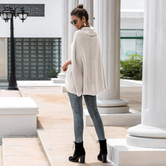 Damen Cape-Pullover mit strukturiertem Design und weitem Schnitt Heidi-Mode