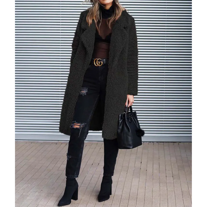 Heidi-Mode | Mantel - Fuzzy Textur mit Reverskragen