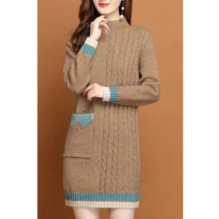 Sweater Midi-Kleid Gestrickt Damen