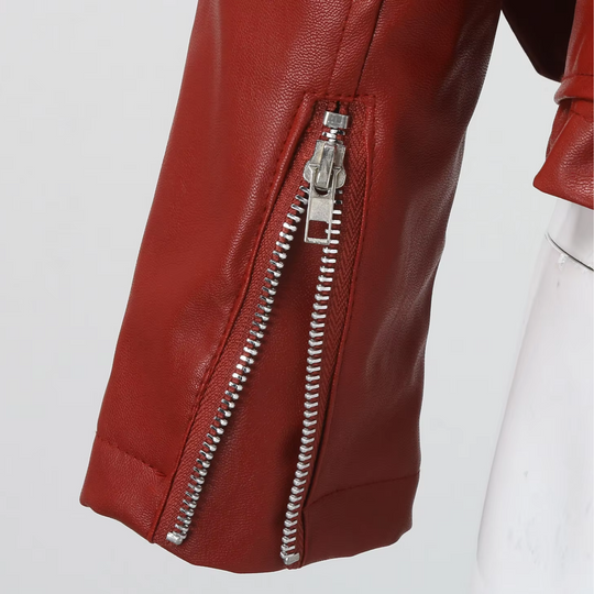 Heidi-Mode | Lederjacke Damen Biker Modell mit Gürtel und Reißverschlussdetails