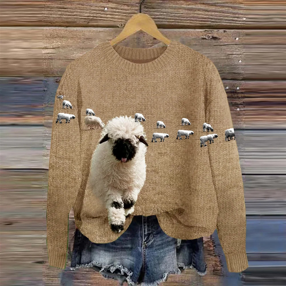 Heidi-Mode | Douillet En Maille À Col Rond Et Imprimé Stray Sheep