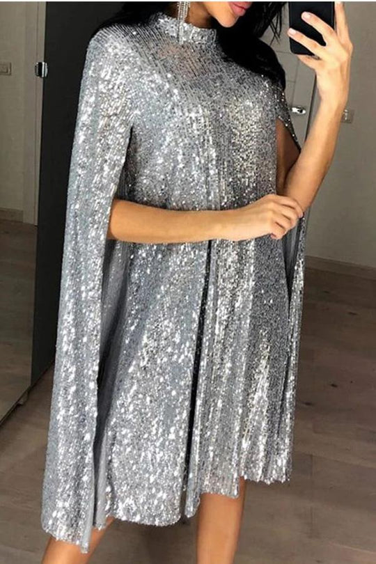 Heidi-Mode | Wine Me And Dine Me Pailletten Cape Kleid
