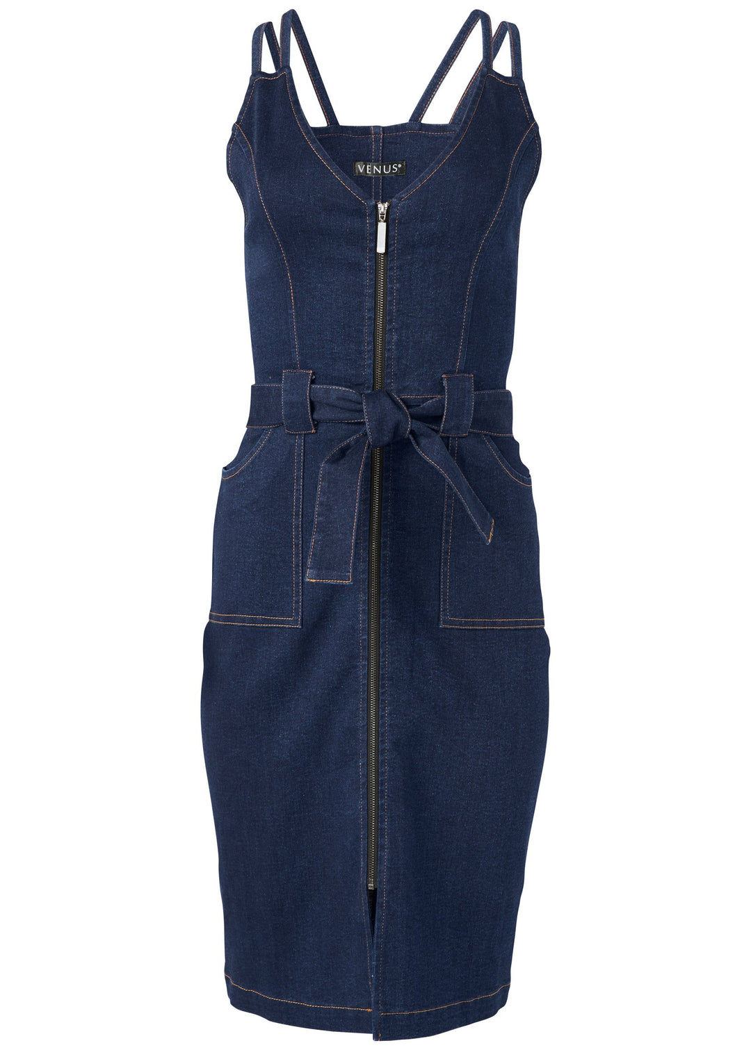 Heidi-Mode | Denim Kleid Mit Reißverschluss Dunkelwäsche