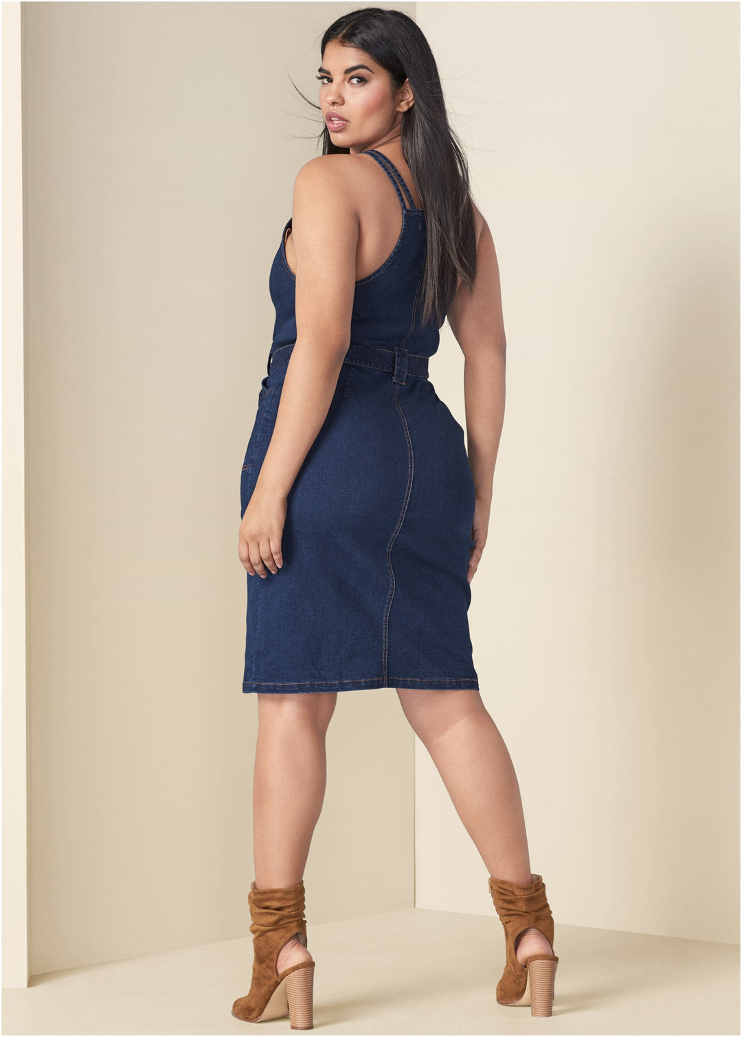 Heidi-Mode | Denim Kleid Mit Reißverschluss Dunkelwäsche