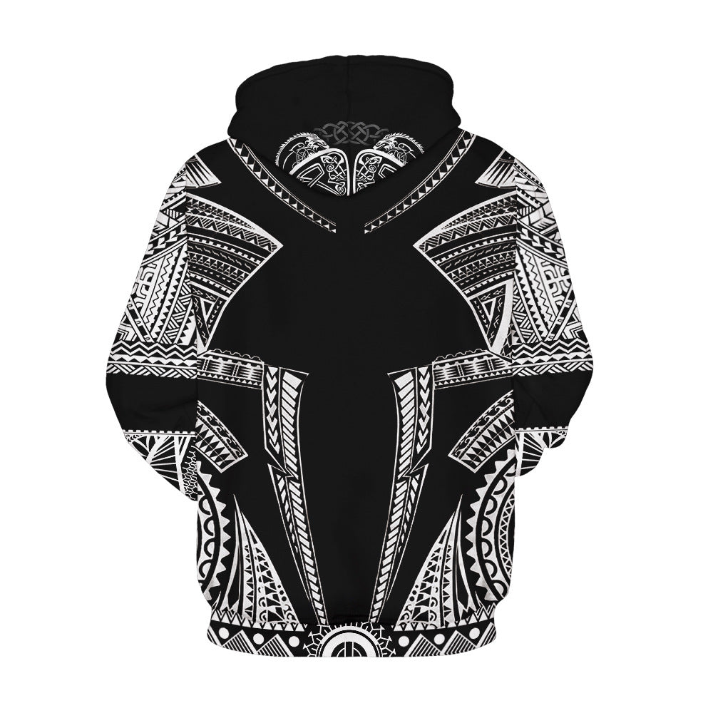 Damen Kapuzensweatshirt mit einzigartiger Wolfsgrafik und detailreichen Symbolen Heidi-Mode
