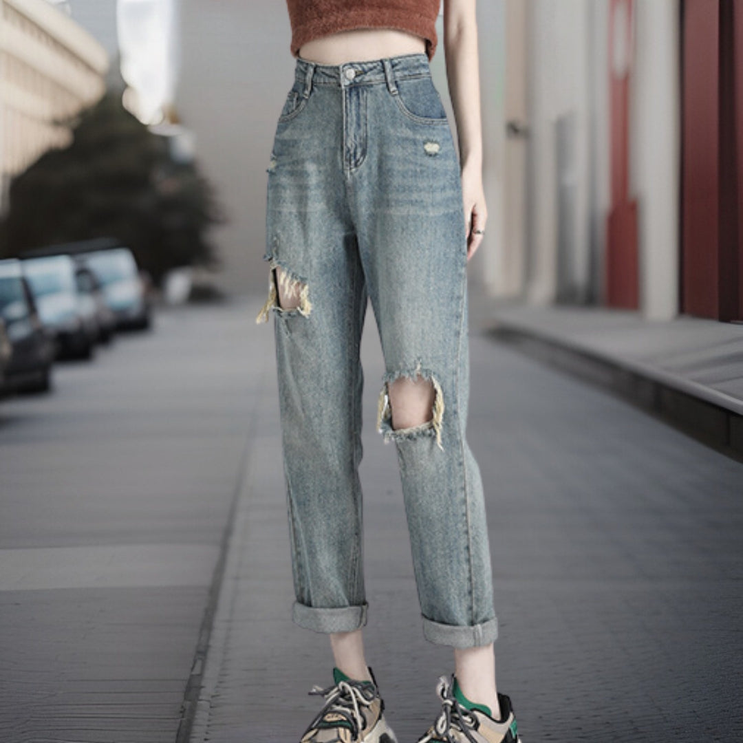 Myra-Denim-Hose mit geraden Rissen