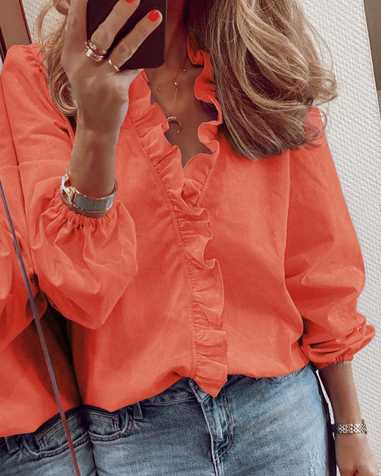 Heidi-Mode | Langarm-Rüschenshirt Bluse