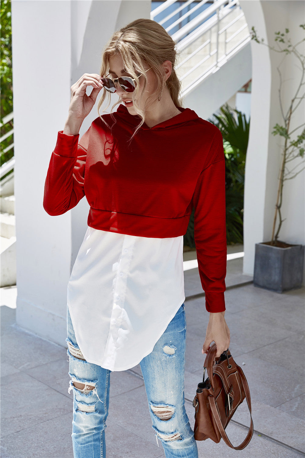 Damen Modischer Longpulli mit Hemddetails Heidi-Mode