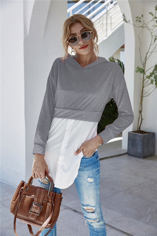 Damen Modischer Longpulli mit Hemddetails Heidi-Mode
