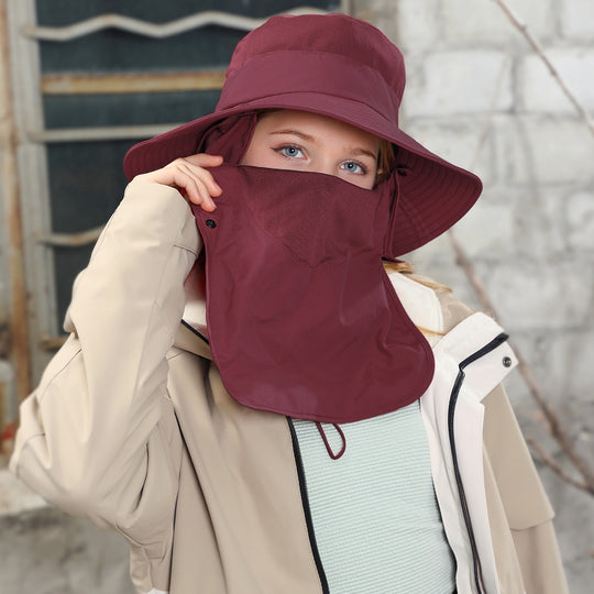 Heidi Mode | Vollabdeckung Gesicht Sonnenschutz Maske im Freien UV Eimer Hut