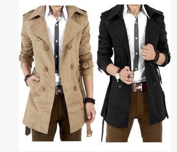 Herren Trendiger Trenchcoat mit doppelter Knopfleiste und praktischen Taschen Heidi-Mode