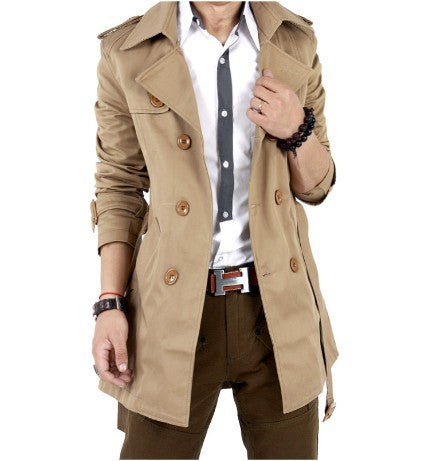 Herren eleganter Trenchcoat mit praktischen Knopfdetails und stilvollen Taschen Heidi-Mode