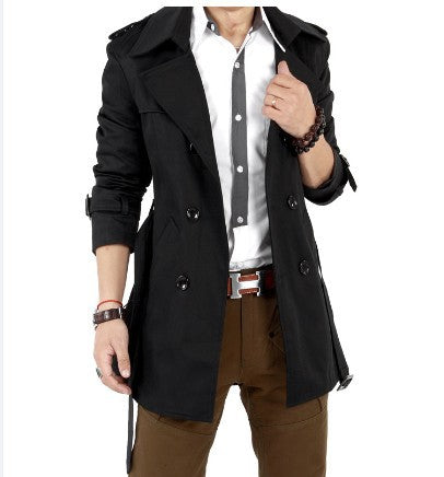 Herren Trendiger Trenchcoat mit doppelter Knopfleiste und praktischen Taschen Heidi-Mode