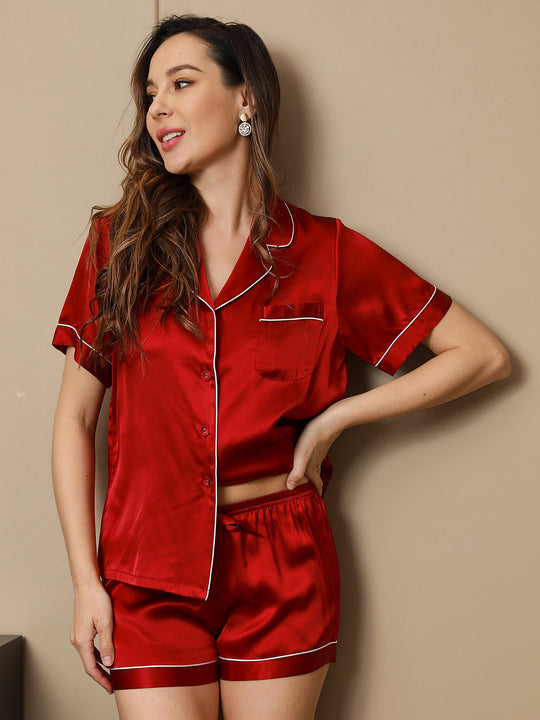 Heidi-Mode | 100% Seide Pyjamas Kurzes Pyjamas Set 2 Stk