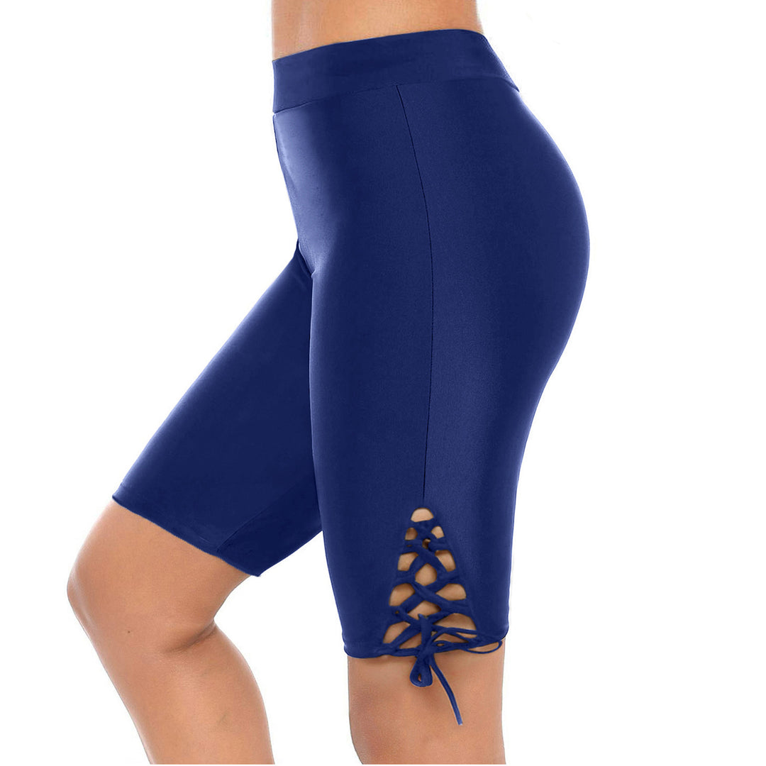 Damen Sportliche Radlerhose mit dekorativen Schnürdetails Heidi-Mode
