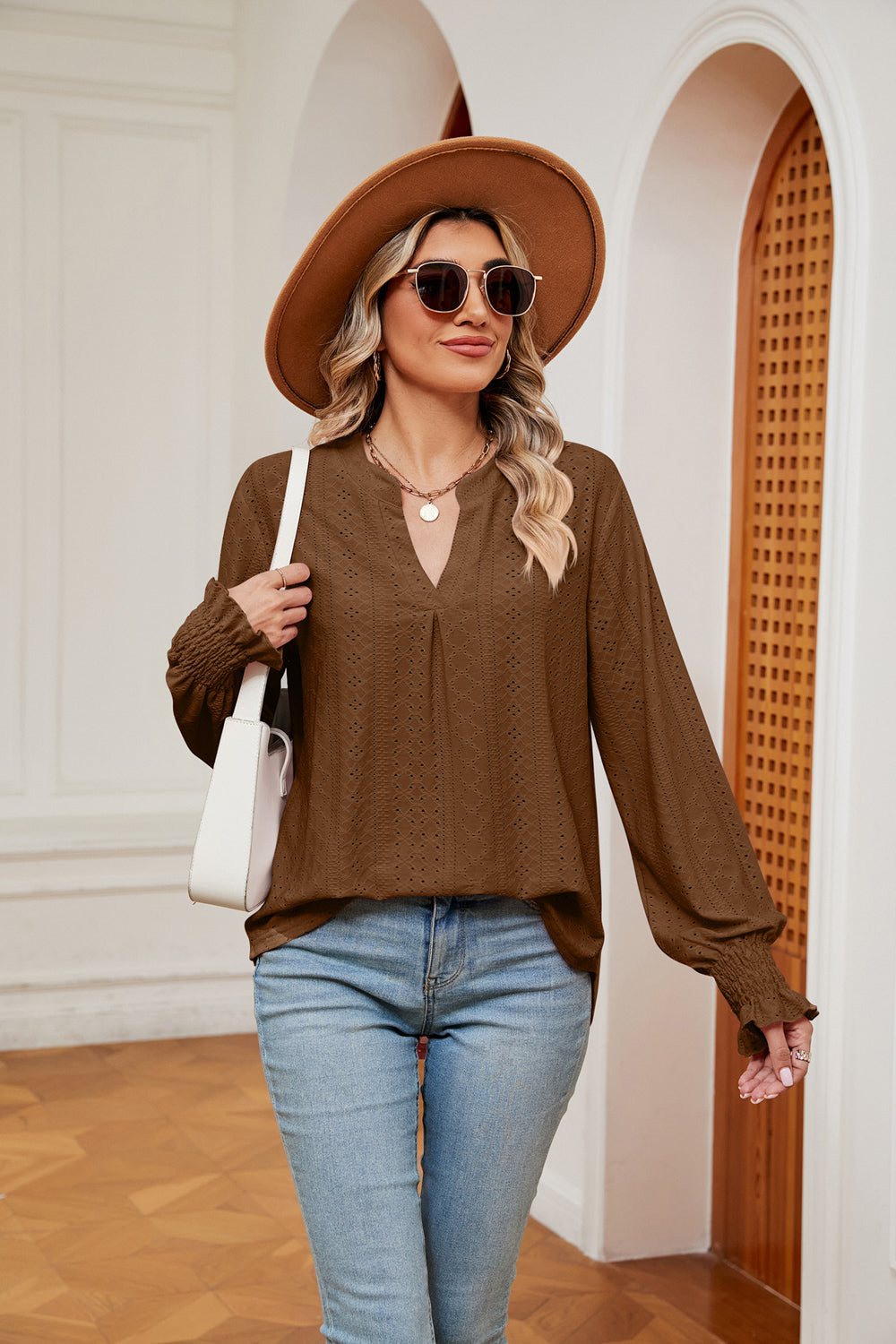 Heidi-Mode | Notchkragen Volant Ärmel Bluse