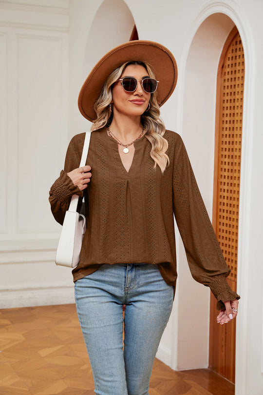 Heidi-Mode | Notchkragen Volant Ärmel Bluse
