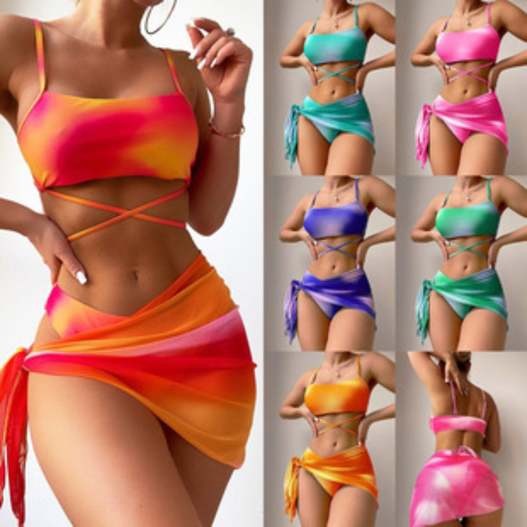 Heidi Mode | Tie-Dye dreiteiliger geteilter Bikini