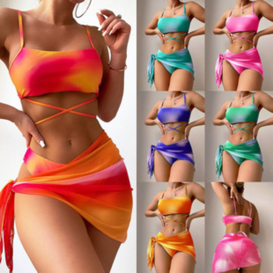 Heidi Mode | Tie-Dye dreiteiliger geteilter Bikini
