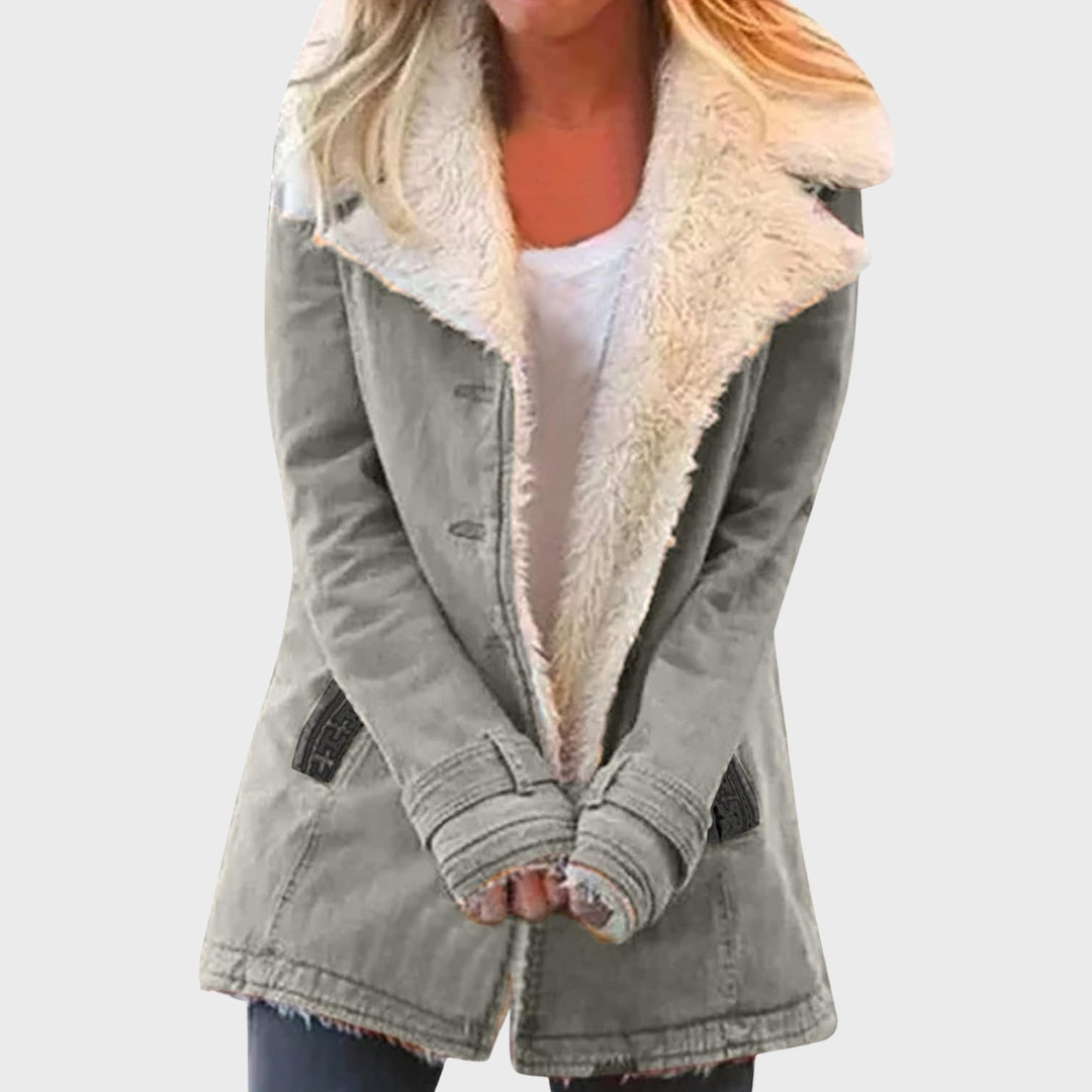 Heidi-Mode | Faux-Lammfell-gefütterter Parka-Mantel