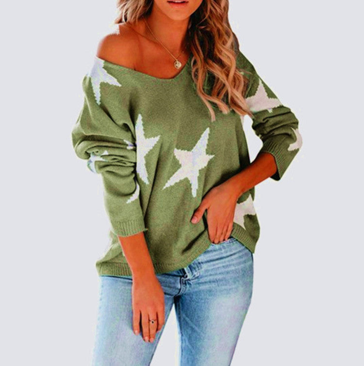 Damen lässiger Pullover mit modischem Sternenmuster Heidi-Mode
