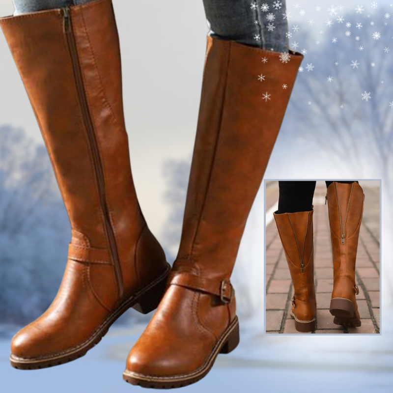 HeidiMode | Hohe Damenstiefel Mit Schnalle Und Absatz