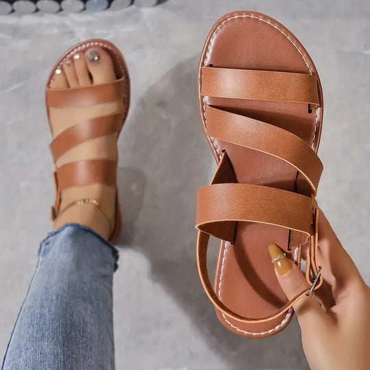 Heidi-Mode | Elegante Flache Römische Strandsandalen mit Knöchelriemen