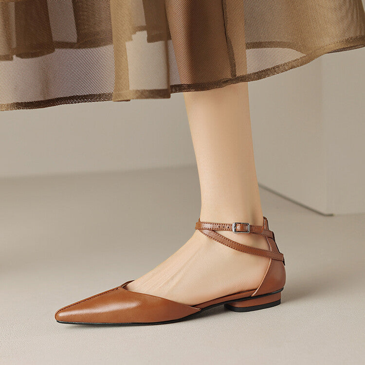 Heidi-Mode | Cross Buckle Hollow Pumps Leder