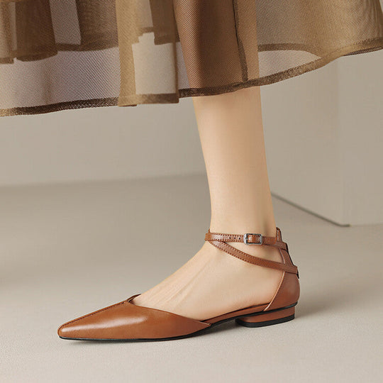 Heidi-Mode | Cross Buckle Hollow Pumps Leder