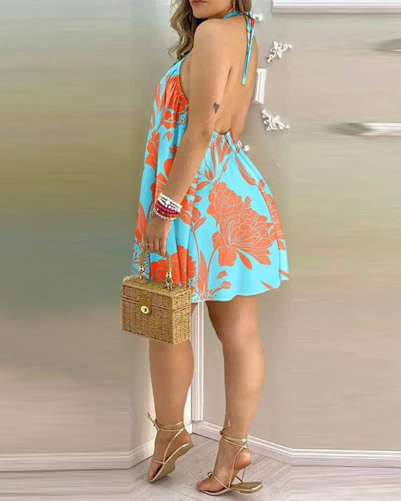 Vielseitig Off-Shoulder Hanging Neck Ärmelloses verführerisches Kleid