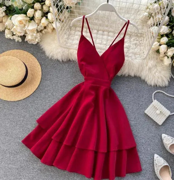 Heidi-Mode | Damen kurzes Kleid mit Schleife auf der Rückseite
