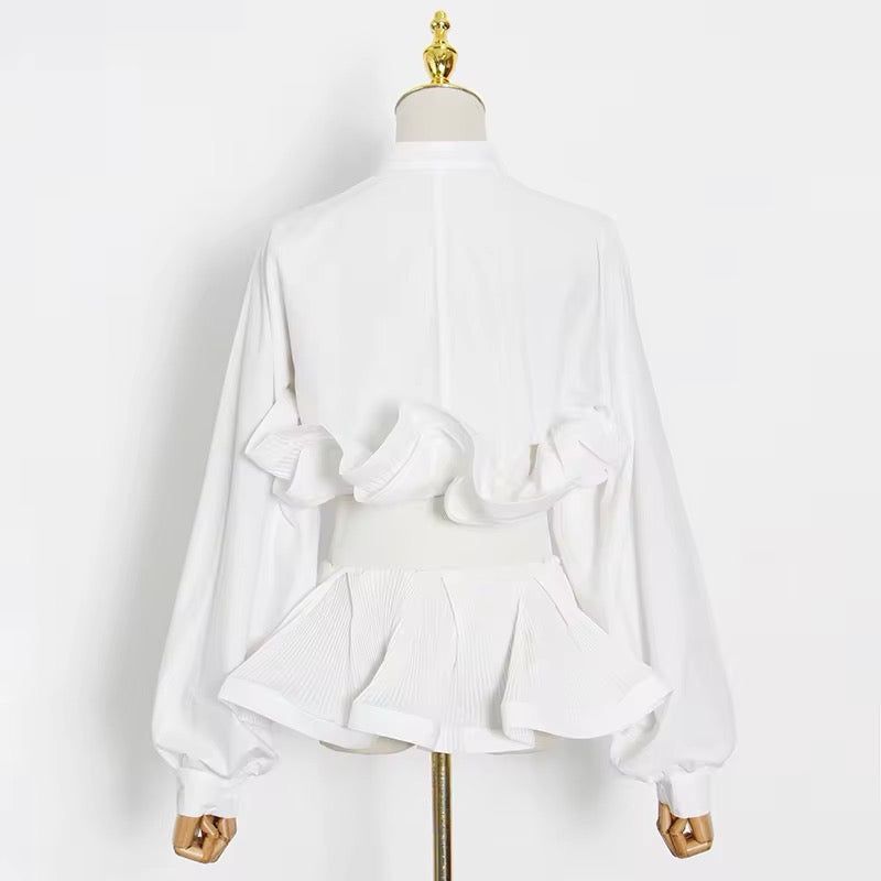 Heidi-Mode | Weiße Bluse mit Rüschen