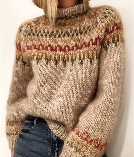 Grob gestrickter Rollkragenpullover für Damen