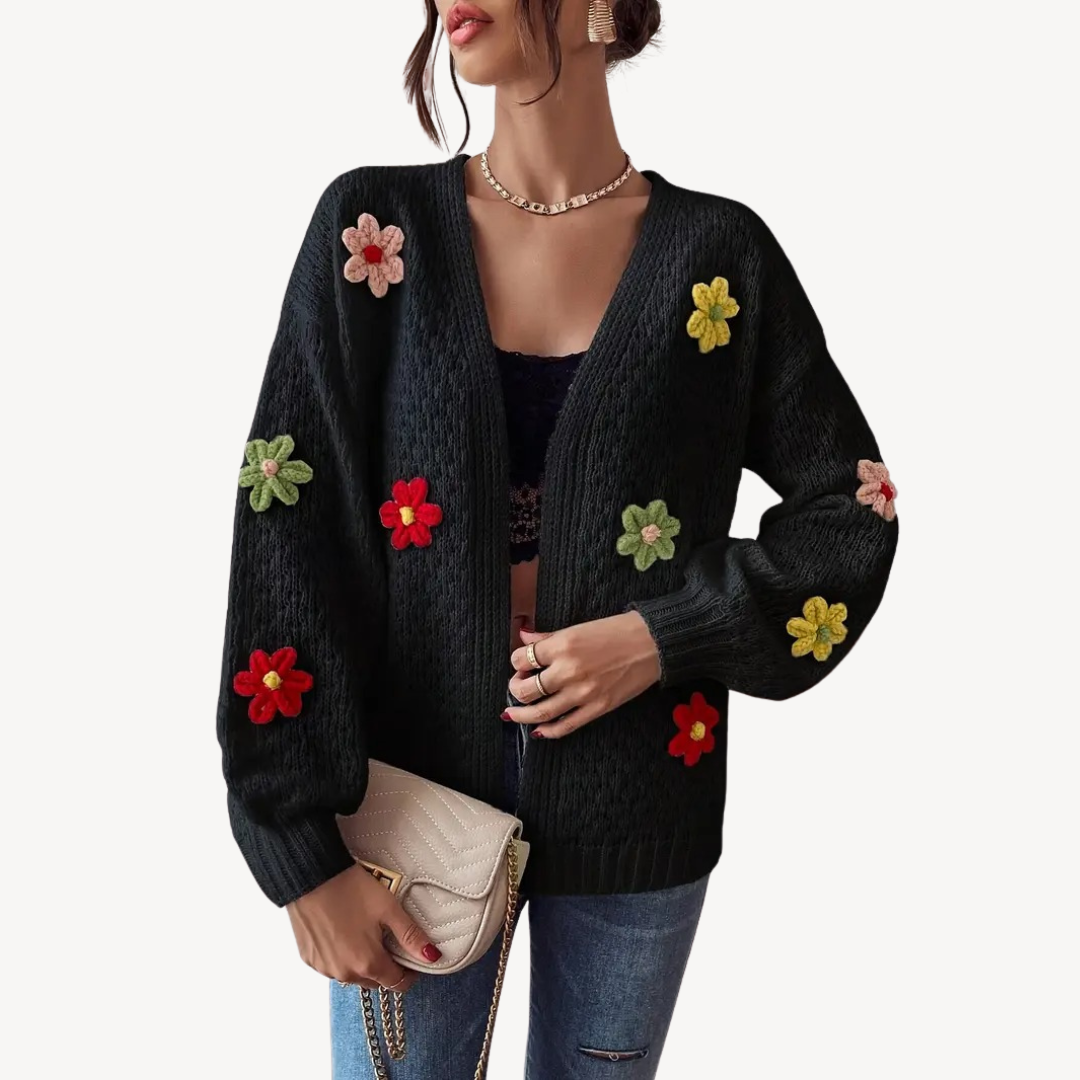 Heidi-Mode | Floral Bestickter Cardigan für Damen
