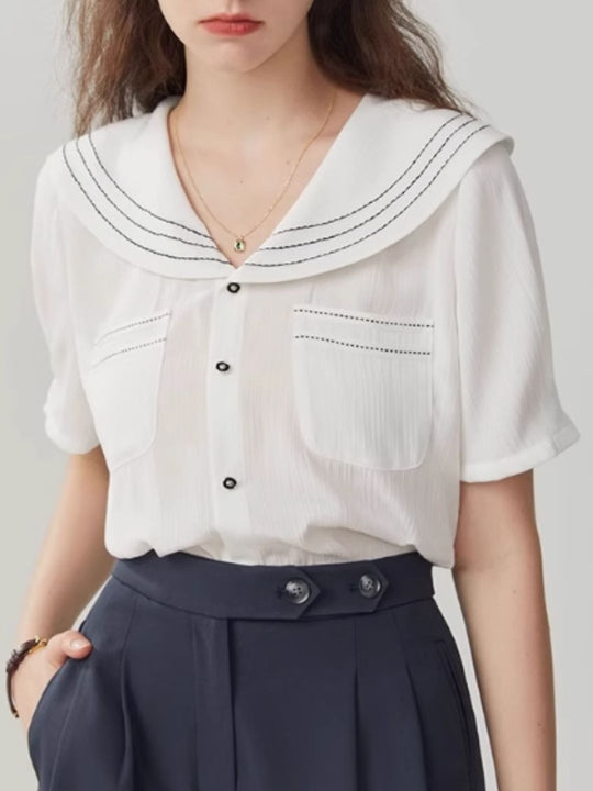 Heidi-Mode | Lockere Lässige Weiße Chiffonbluse